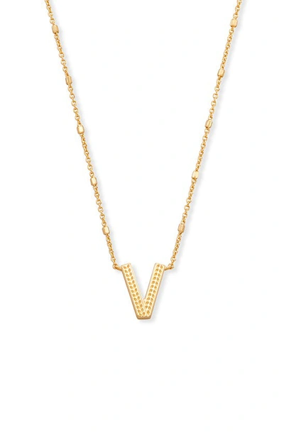 Kendra Scott Initial Pendant Necklace In Gold Metal-v