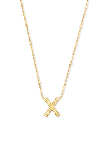 Kendra Scott Initial Pendant Necklace In Gold Metal-x