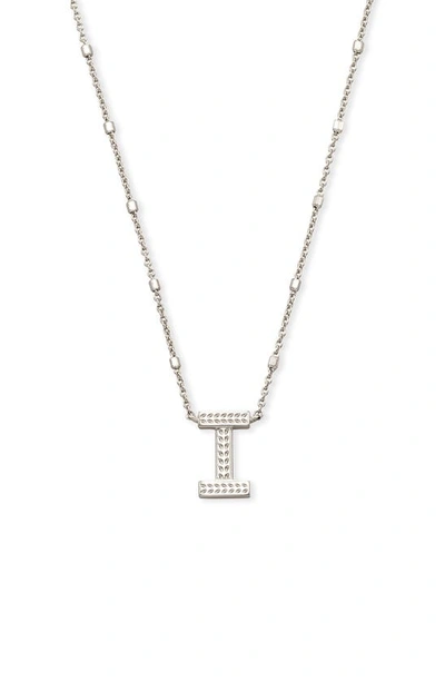 Kendra Scott Initial Pendant Necklace In Rhodium Metal-i