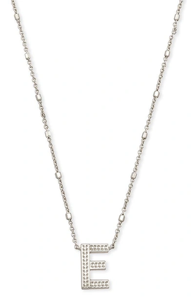 Kendra Scott Initial Pendant Necklace In Rhodium Metal-e