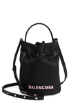 Balenciaga Extra Small Wheel Logo Bucket Bag In Black/ L Candy Pink
