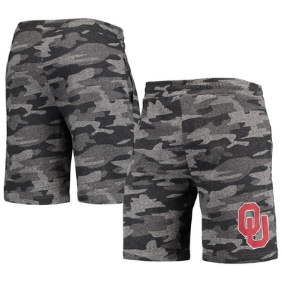 Concepts Sport Men's  Charcoal, Gray Oklahoma Sooners Camo Backup Terry Jam Lounge Shorts In Charcoal,gray