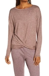 Zella Restore Soft Twist Long Sleeve T-shirt In Brown Terrain