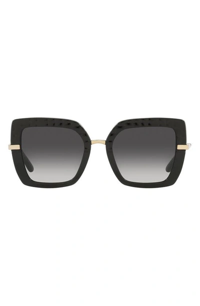Dolce & Gabbana 52mm Square Sunglasses In Black Coco/ Light Grey