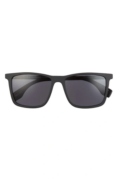 Le Specs Straw & Order 56mm Square Sunglasses In Black Straw/ Smoke Mono