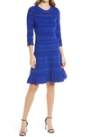 Eliza J Textured Fit & Flare Dress In Cobalt