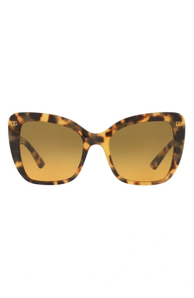 Dolce & Gabbana 54mm Gradient Butterfly Sunglasses In Yellow Havana/ Orange Green