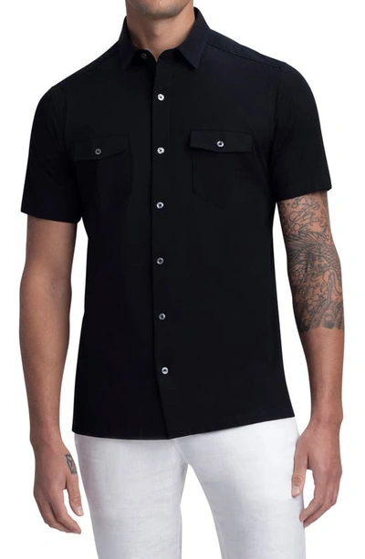 Bugatchi Stretch Cotton Button-up Shirt In Black