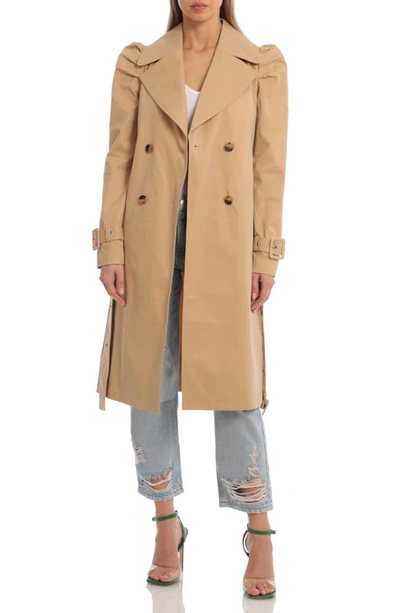 Avec Les Filles Women's Puff Sleeve Cotton Trench Coat In Beige