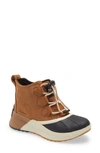 Sorel Kid's Mixed Leather Lace-up Sport Booties, Kids In Camel Brown Sea Salt