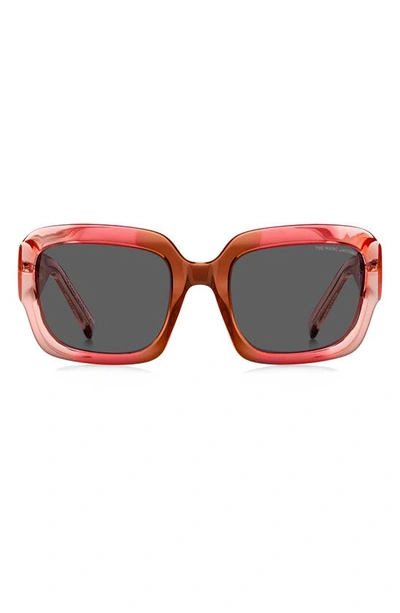 Marc Jacobs Pink Wrapped Rectangular Sunglasses In Red