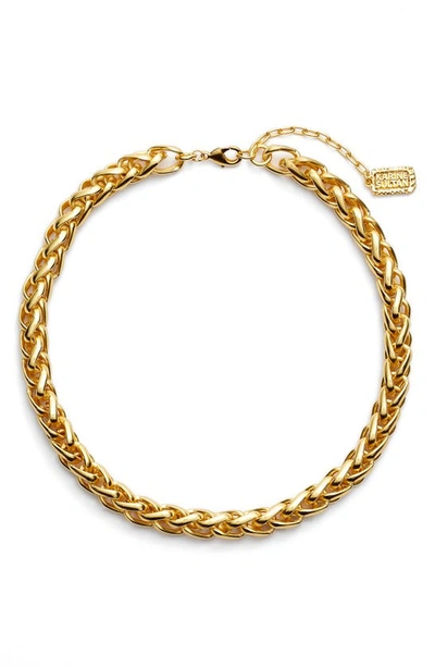 Karine Sultan Braided Link Collar Necklace In Gold