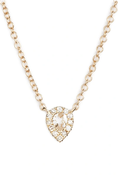 Ef Collection Diamond & Topaz Teardrop Pendant Necklace In Gold