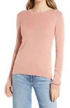 Halogen Ribbed Crewneck Sweater In Pink Glass