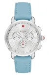 Michele Sport Sail Chronograph Watch Head With Silicone Strap, 38mm In Blue