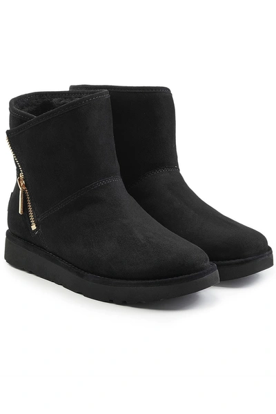 Ugg Kip Suede Boots With Zipped Side And Shearling In Black | ModeSens