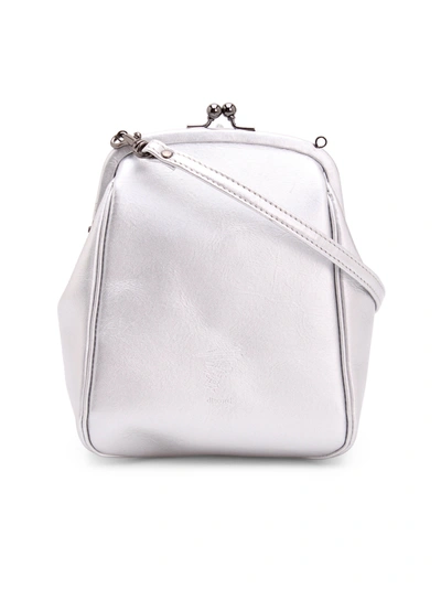Yohji Yamamoto Discord By  Claps Pouch Leather Shoulder Bag In Silver