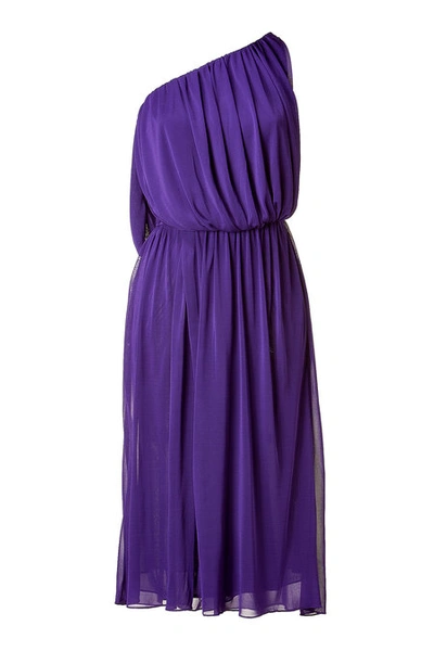 Halston Purple One Shoulder Dress