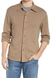 The Normal Brand Puremeso Acid Wash Knit Button-up Shirt In Pine Bark
