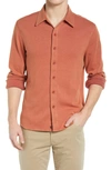 The Normal Brand Puremeso Acid Wash Knit Button-up Shirt In Rust