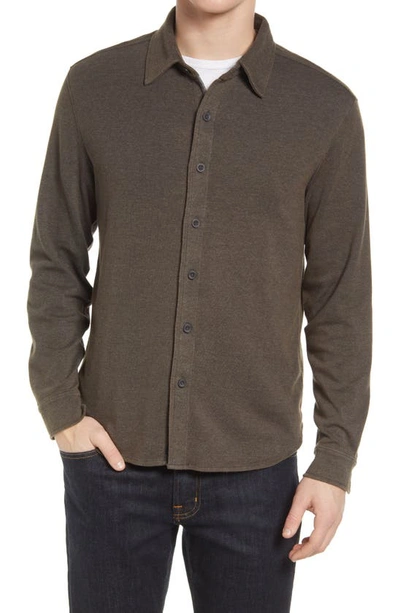 The Normal Brand Puremeso Acid Wash Knit Button-up Shirt In Charcoal