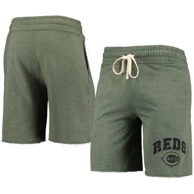 Concepts Sport Heathered Olive Cincinnati Reds Mainstream Tri-blend Shorts