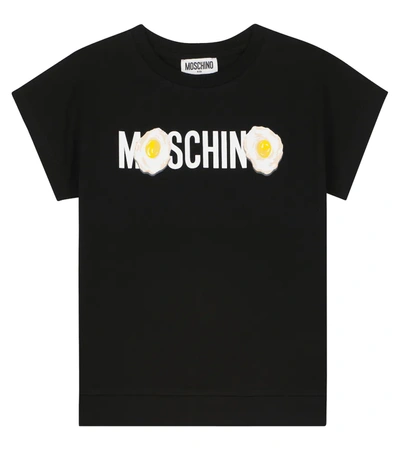 Moschino Kids' Logo Cotton-blend T-shirt In Black