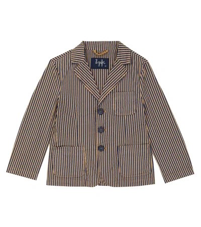 Il Gufo Striped Cotton-blend Blazer In Crusca/blu Aperto