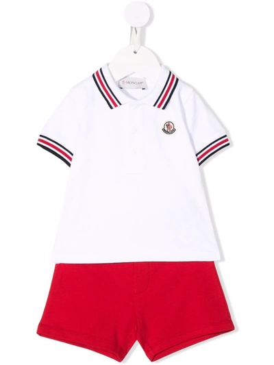 Moncler Baby Set Of Polo Shirt And Shorts In White/blue