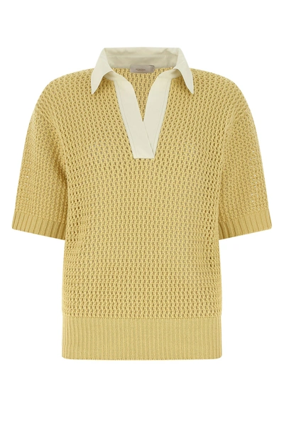 Agnona Mustard Cotton And Cashmere Polo Shirt  Yellow  Donna Xs In Multicolor