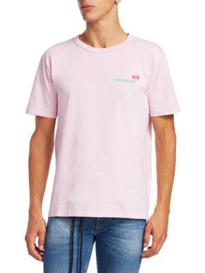 Off-white Shock Waves Tropical Cotton Tee In Pink