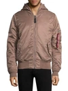 Alpha Industries Full Zip Hooded Bomber Jacket In Mauve