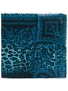 Versace Wild Baroque Print Scarf - Blue