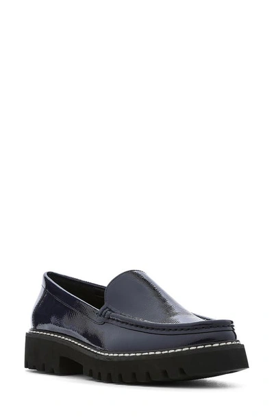 Donald Pliner Hope Platform Loafer In Dark Blue Patent