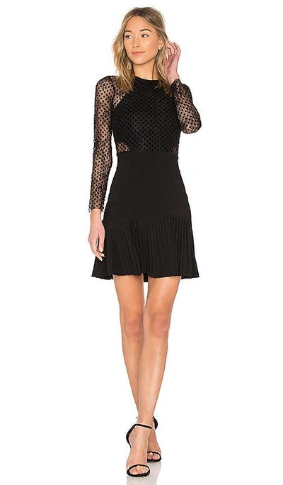 Rebecca Vallance Woman Gabriella Flocked Chantilly Lace And Pleated Crepe Mini Dress Black