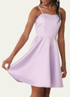 Un Deux Trois Kids' Girl's Solid Satin Sweetheart Dress In Lilac