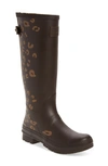 Joules 'welly' Print Rain Boot In Brown Leopard