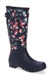 Joules 'welly' Print Rain Boot In Floral Navy