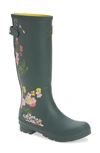 Joules 'welly' Print Rain Boot In Green Floral