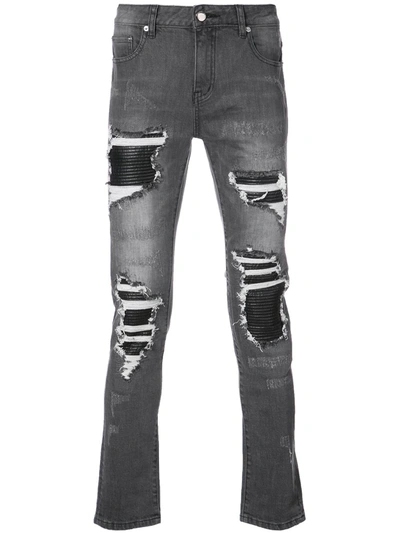 God's Masterful Children Distressed Skinny Jeans In Grey