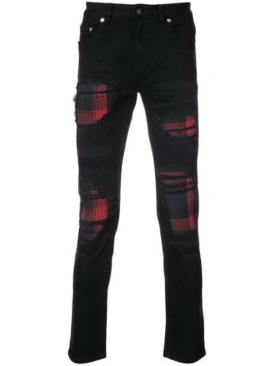 God's Masterful Children Checked Detail Skinny Jeans In Black
