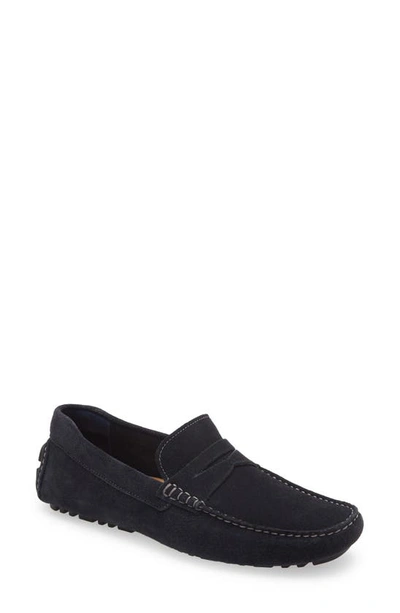 Nordstrom Brody Driving Penny Loafer In Navy Suede