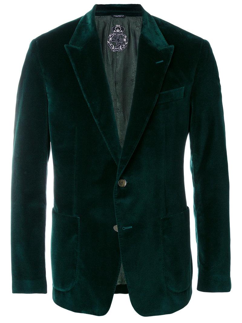 Dolce & Gabbana Velvet Two Button Blazer In Green | ModeSens
