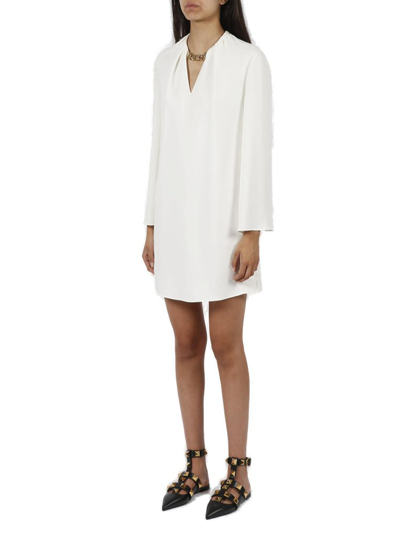Valentino Chain Collar Crepe Shift Mini Dress In White