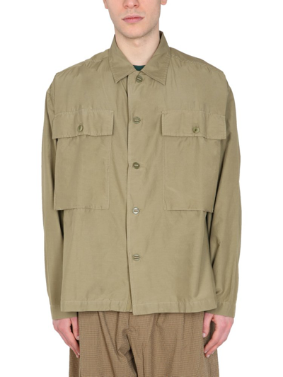 Ymc You Must Create Cotton And Silk Oversized Military Shirt Olive Ymc In Military Green