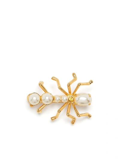 Erdem Pearl-embellished Bug Brooch In Gold