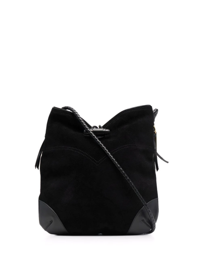Isabel Marant Tyag Leather-trim Suede Shoulder Bag In Black