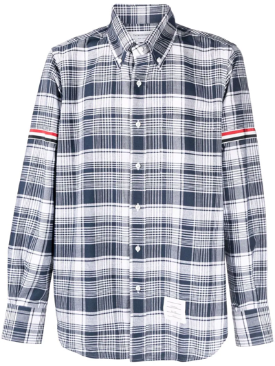 Thom Browne Straight Fit Shirt With Armbands In Blue