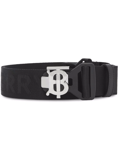 Burberry Tb Monogram Sport Clip Logo Jacquard Webbing Belt In Black ...