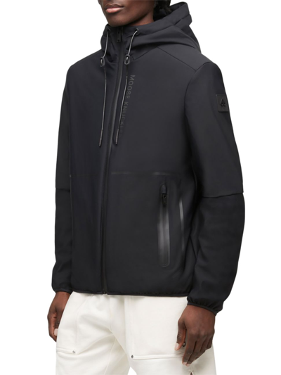 Moose Knuckles Grayton Technical Fabric Hooded Jacket In Black